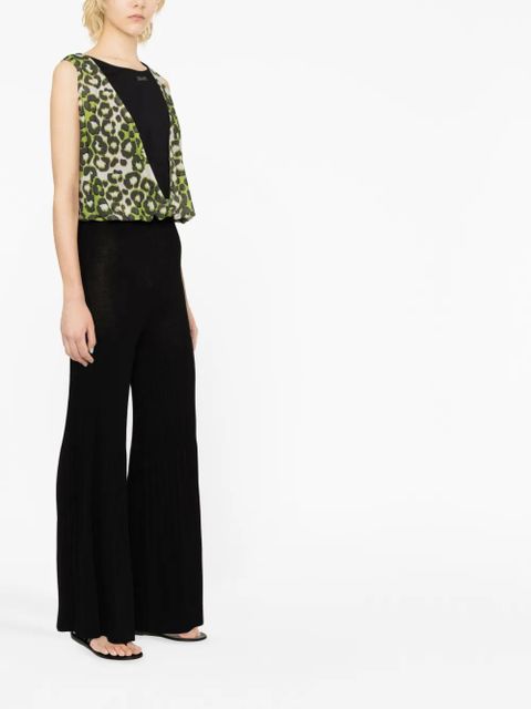 TWINSET high-waisted wide-ribbed trousers - Black