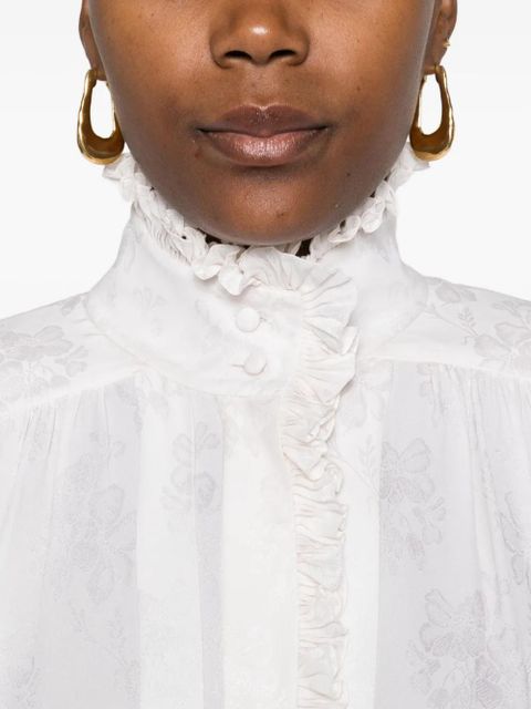 Chloé ruffled jacquard blouse - White