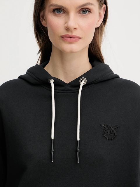 Pinko bluza bawełniana damska kolor czarny z kapturem gładka 105507 A2RB