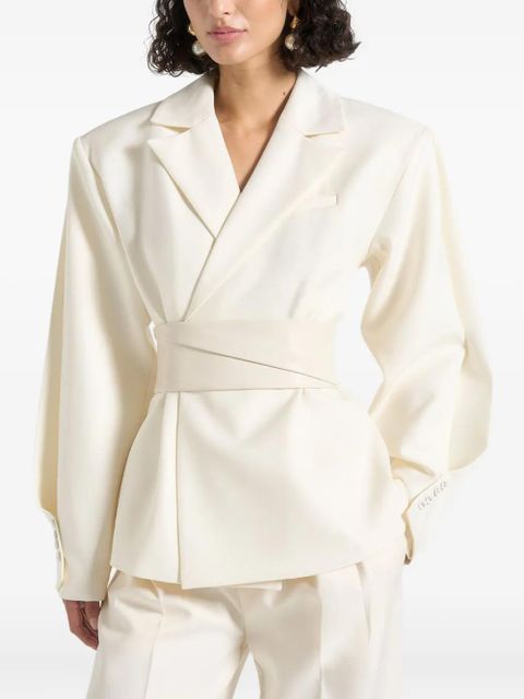 Manière De Voir Marie twist-sleeve belted tailored blazer - Neutrals - zdjęcie produktu nr 1