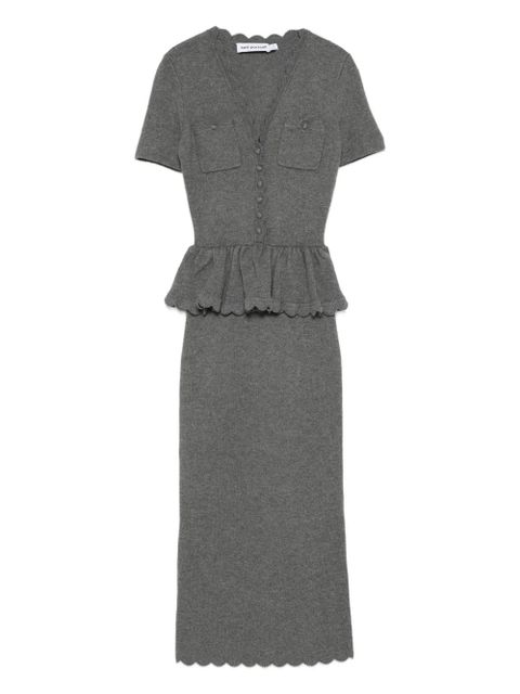 Self-Portrait pocket peplum midi dress - Grey - zdjęcie produktu nr 1