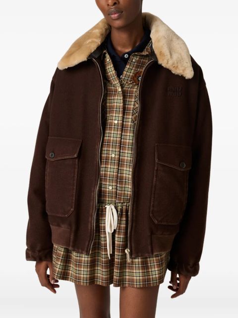 Miu Miu plaid snap-fastening shirt - Brown