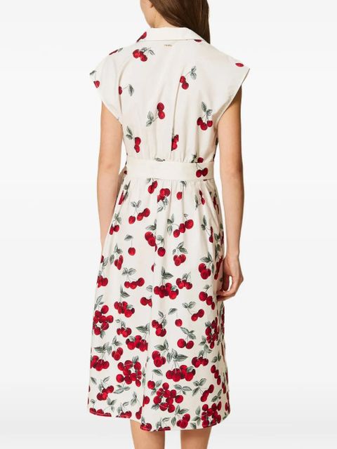 TWINSET cherry-print midi dress - Neutrals