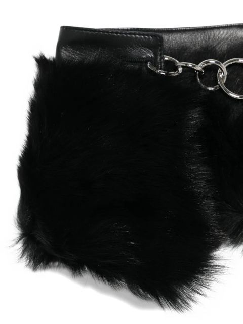 Jil Sander leather fur-trimmed chain scarf - Black - zdjęcie produktu nr 2