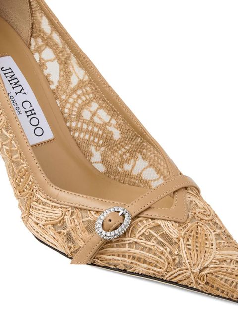 Jimmy Choo Cappuccino lace buckle pumps - Neutrals