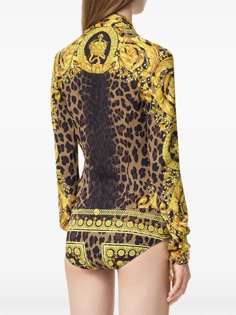 Versace Wild Barocco silk draped bodysuit - Yellow