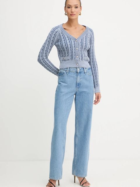 Guess kardigan bawełniany GISELLE damski kolor niebieski W5YR15 Z3OU0 - zdjęcie produktu nr 2