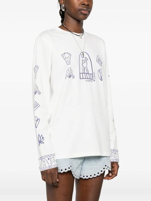 ALEMAIS graphic print long-sleeved top - White