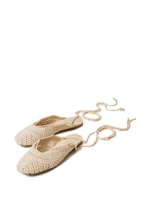 TWINSET crochet tie ballerinas - Neutrals