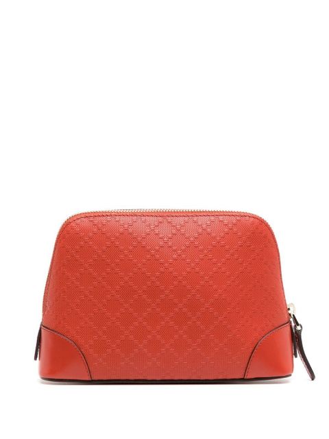 Gucci embossed logo-patch makeup bag - Orange