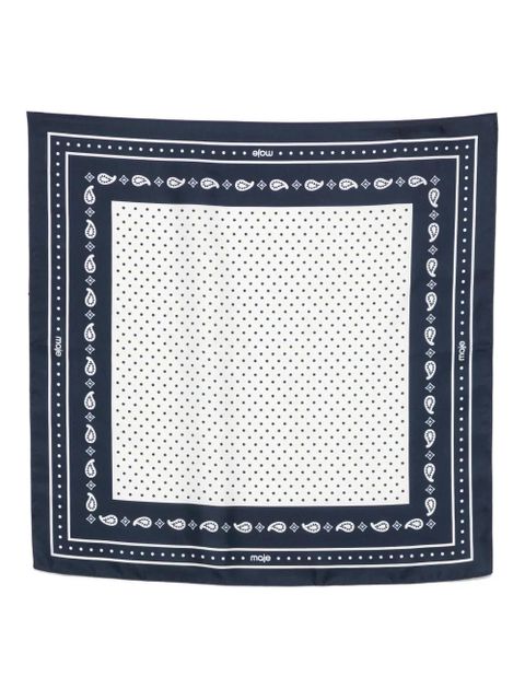 Maje polka-dot silk scarf - Blue - zdjęcie produktu nr 1