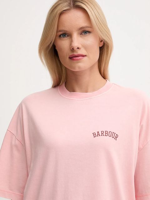 Barbour t-shirt bawełniany CLAYDON damski kolor różowy LTS0687