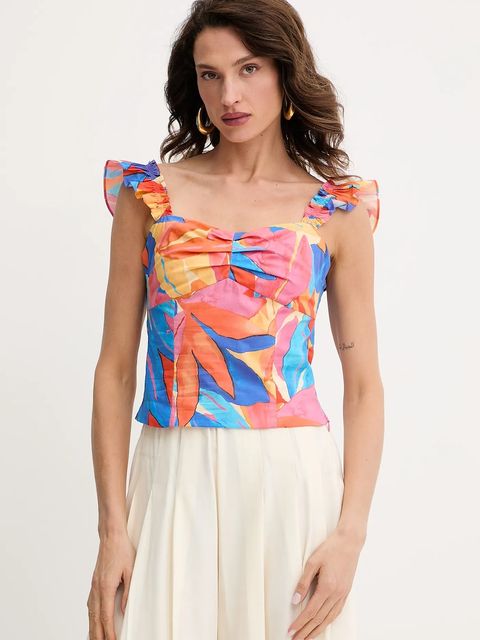 Morgan top bawełniany damska kolor pomarańczowy wzorzysta OBANA.F - zdjęcie produktu nr 1