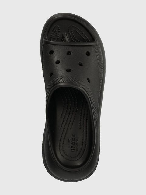 Crocs klapki Classic Crush Slide damskie kolor czarny na platformie 207670 - zdjęcie produktu nr 2