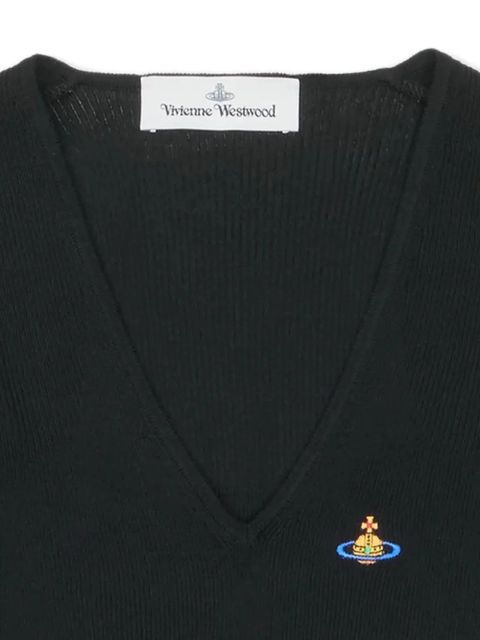 Vivienne Westwood logo-embroidery V-neck sweater - Black