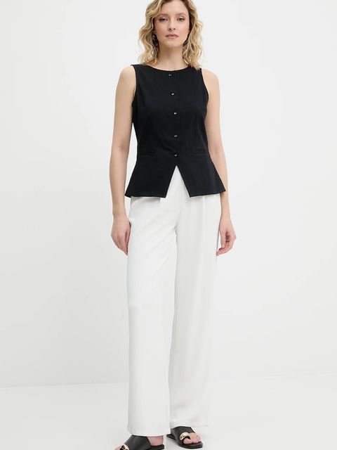 Answear.LAB kamizelka bawełniana kolor czarny jednorzędowa