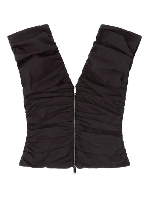 GANNI ruched zip blouse - Black - zdjęcie produktu nr 1