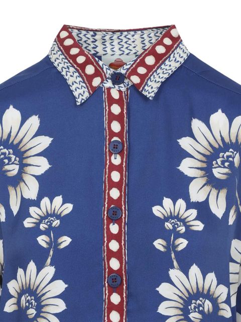 FARM Rio floral palm button-down top - Blue