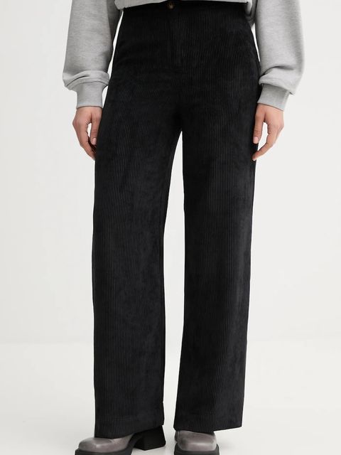 United Colors of Benetton spodnie sztruksowe damskie kolor czarny proste high waist 4Q5GDF0AI - zdjęcie produktu nr 1