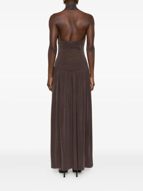 Aya Muse ribbed halterneck dress - Brown