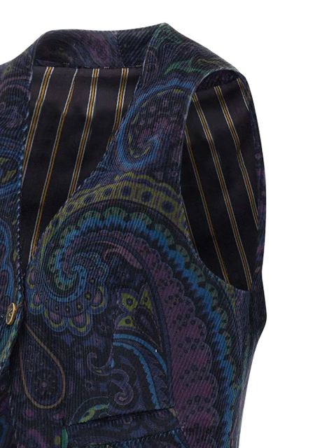 ETRO paisley-print corduroy vest - Blue