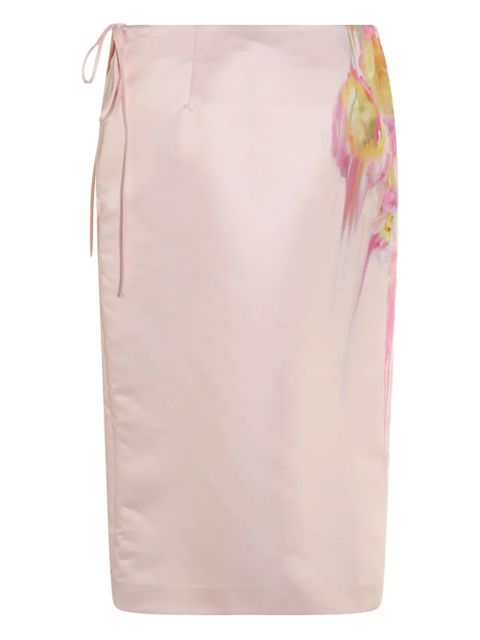 Blumarine satin-finish midi skirt - Pink