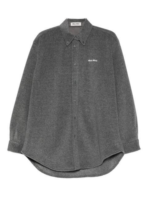 Miu Miu logo-embroidered shirt - Grey