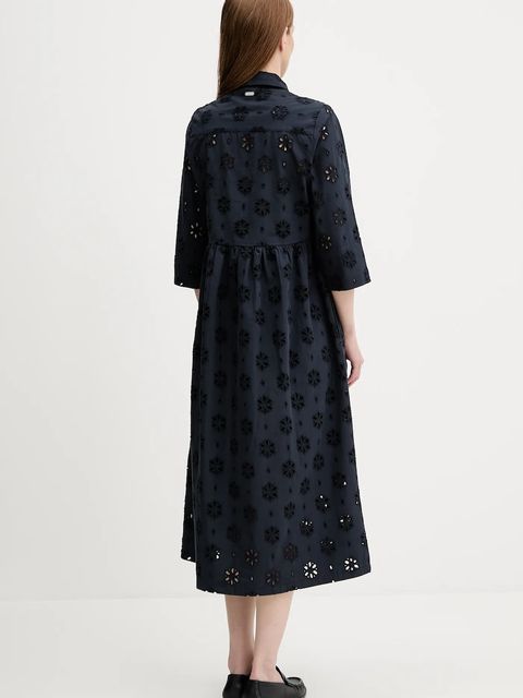 Barbour sukienka bawełniana MELISSA kolor granatowy midi rozkloszowana LDR0896