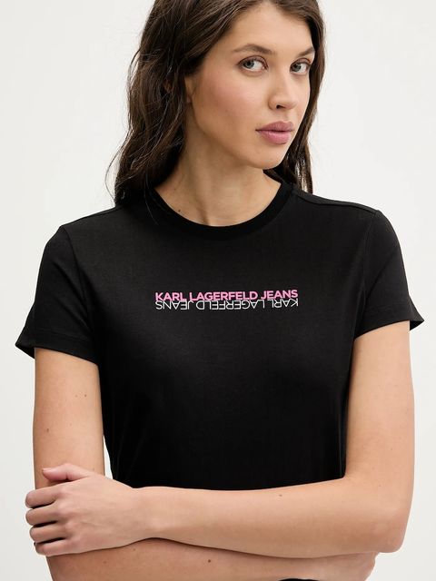 Karl Lagerfeld Jeans t-shirt bawełniany damski kolor czarny B1W17053