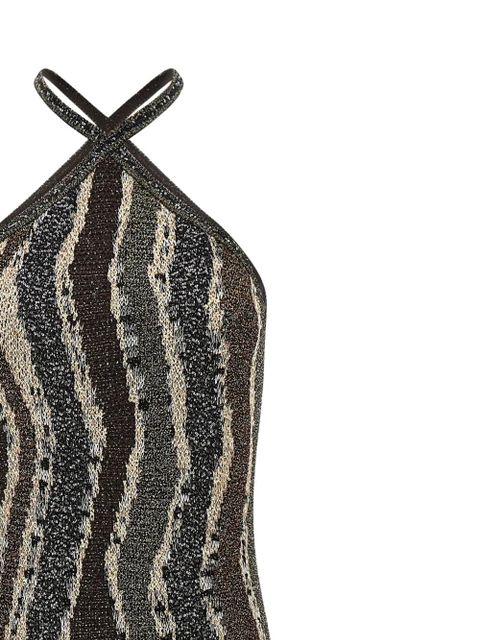 Missoni wave-pattern halterneck maxi dress - Brown