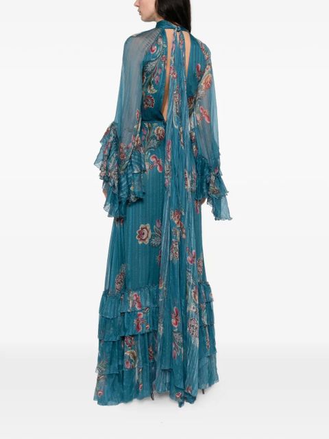 ETRO ruffled floral-print maxi dress - Blue