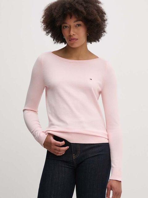 Tommy Hilfiger sweter damski kolor różowy lekki WW0WW40099