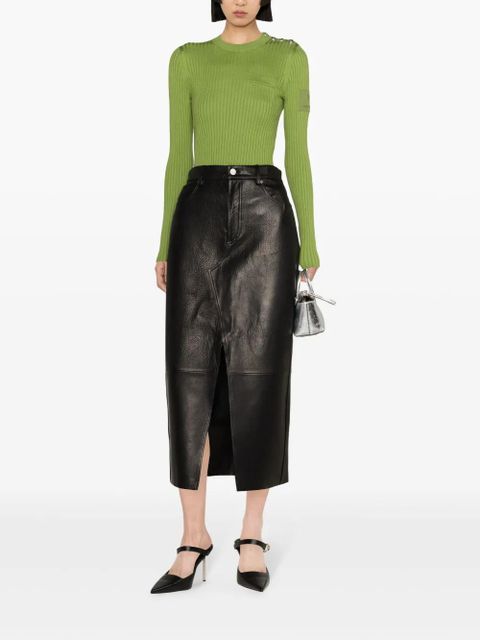 Rabanne crew-neck ribbed-knit top - Green - zdjęcie produktu nr 2