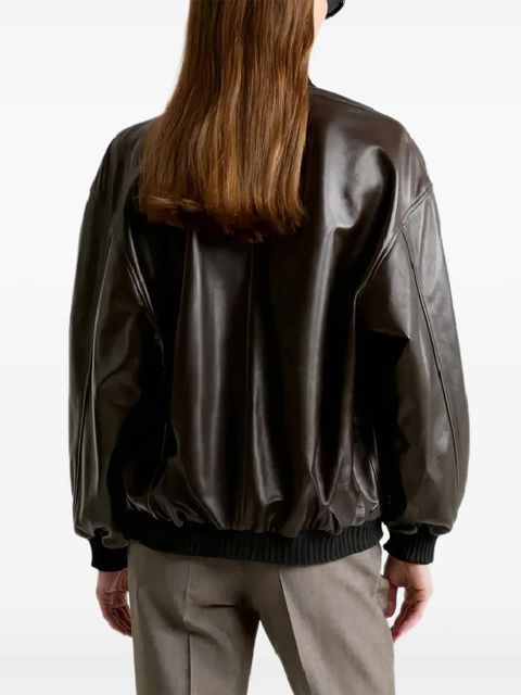 Nour Hammour Marly zipped bomber leather jacket - Brown