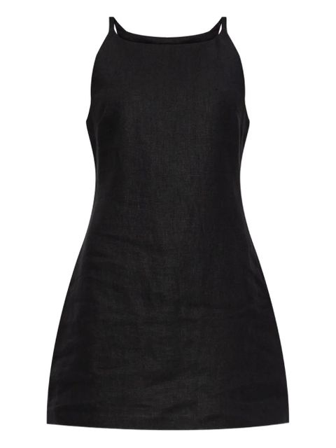 Posse square-neck linen mini day dress - Black - zdjęcie produktu nr 1