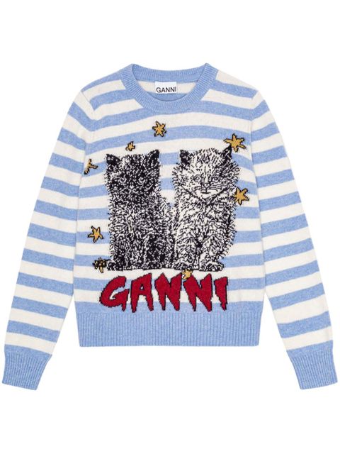 GANNI embroidered long sleeve jumper - Blue - zdjęcie produktu nr 1