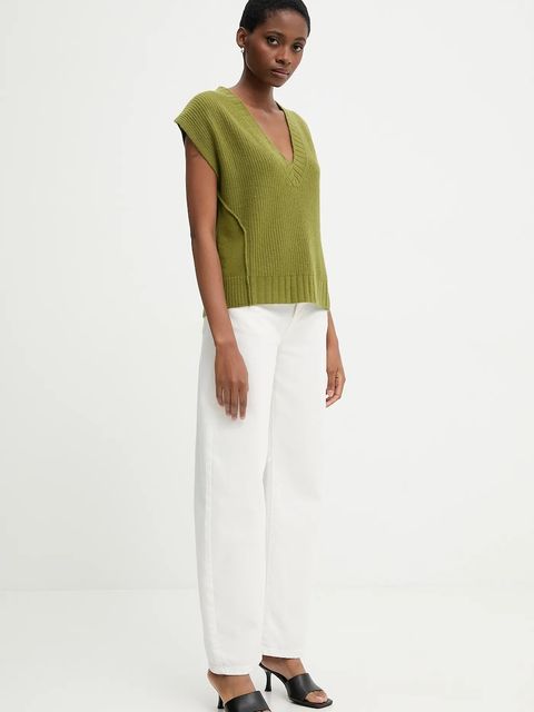 United Colors of Benetton kamizelka z dodatkiem wełny damski kolor zielony 126WD4033 - zdjęcie produktu nr 2