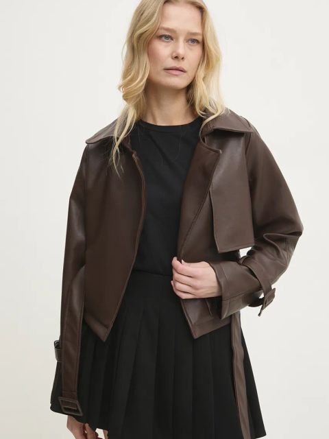 Answear.LAB kurtka damska kolor brązowy przejściowa