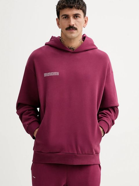 Pangaia bluza bawełniana kolor bordowy z kapturem gładka 10000180 - zdjęcie produktu nr 1