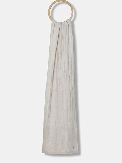 Tommy Hilfiger szalik z dodatkiem wełny damski kolor szary gładki AW0AW17787 - zdjęcie produktu nr 1