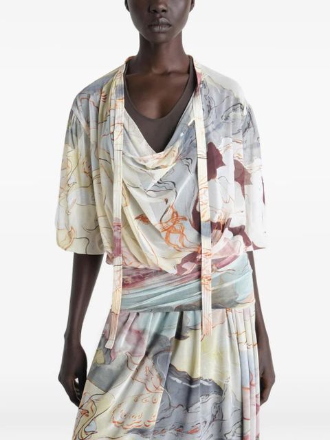 LEMAIRE draped floral print dress - Neutrals