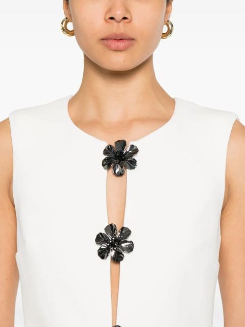Self-Portrait brooch-detail playsuit - White