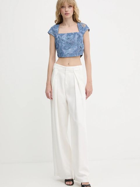 Guess bluzka bawełniana DOMITILLE damska kolor niebieski gładka W5GH65 WH521