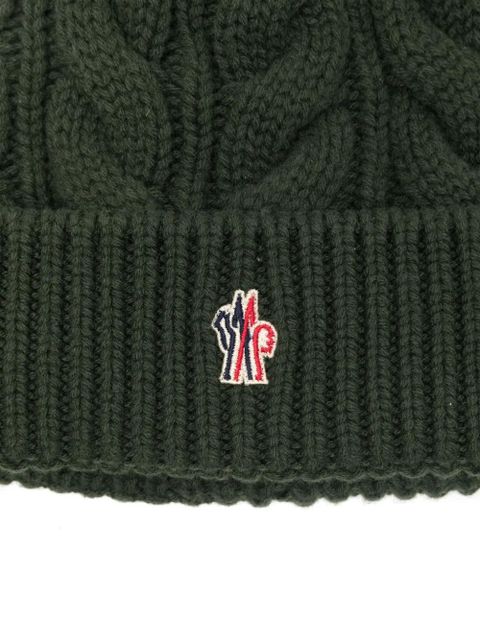 Moncler Grenoble pompom-detail beanie hat - Green - zdjęcie produktu nr 2