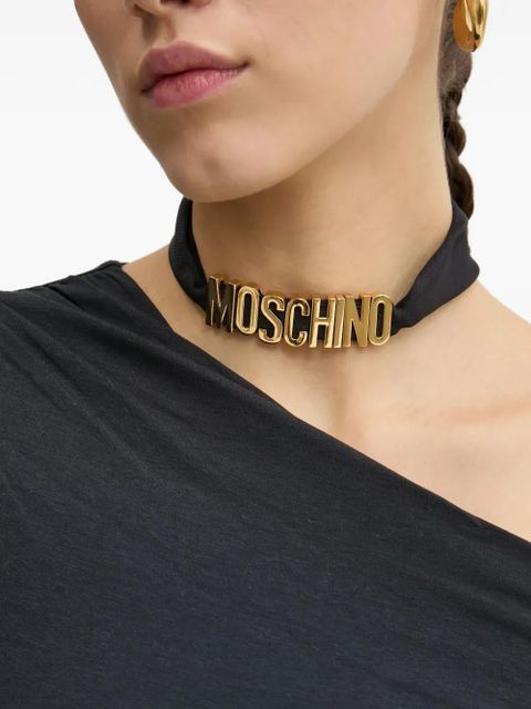 Moschino lettering-detail scarf - Black