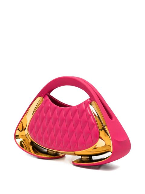 Balmain quilted metallic-trim clutch bag - Pink