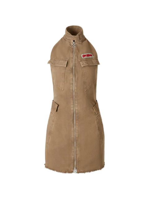 Off-White zipped frayed-hem dress - Brown - zdjęcie produktu nr 1