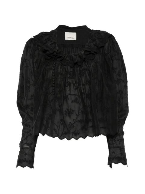 ISABEL MARANT Zelly ruffled floral blouse - Black - zdjęcie produktu nr 1