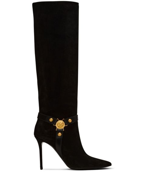 Balmain Eva 95mm suede biker boots - Black - zdjęcie produktu nr 1