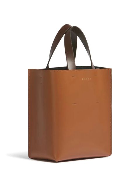 Marni mini Museo colour-block leather tote bag - Brown